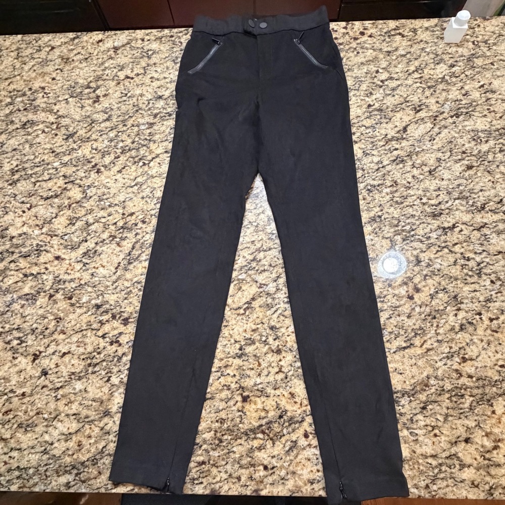 NEW Zara Trafaluc Black Faux Suede Pants XS Slim Zip Pockets Ankle Zips ws